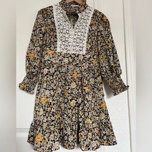 ELLISON High-Neck Ruffled Smock Mini Dress | S